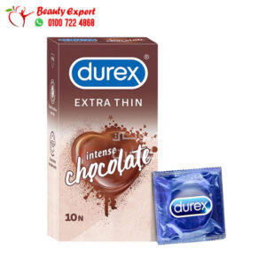 ديوركس واقي ذكري لزيادة الإحساس بالإثارة والمتعة بنكهة الشيكولاتة 10 قطع - Durex Extra Thin Intense Chocolate Flavoured Condoms for Men - 10 condoms