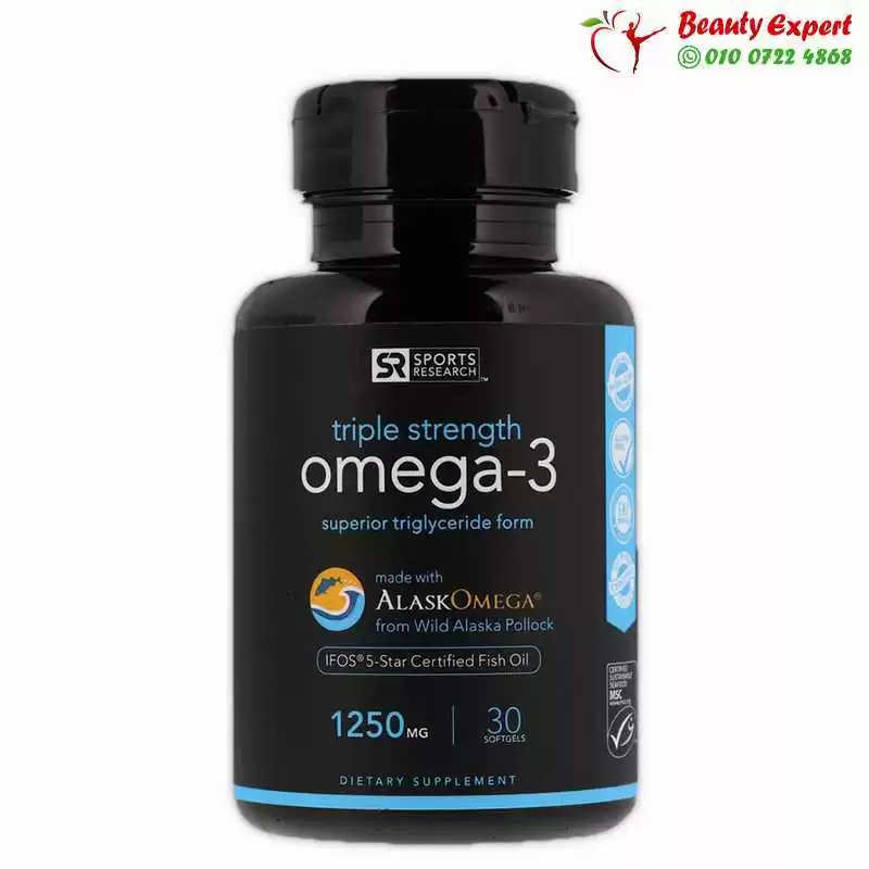 كبسولات اوميجا 3 Omega-3 Fish Oil, Triple Strength, 1250 mg, 30 Softgels - Image 3