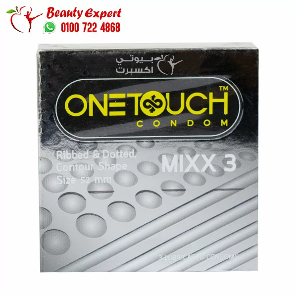 OneTouch MIXX Dibbed Dotted Contour Lubricated Condom ون تاتش واقي ذكري مضلع ومحبب ميكس