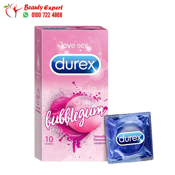 Durex-Bubble-gum-Flavoured-Condoms-For-Men---ديوركس-واقي-ذكري-للرجال-بنكهة-اللبان-والفقاعات-10-كندوم durex bubble gum flavor Condoms For Men to increase pleasure and excitement - Image 1