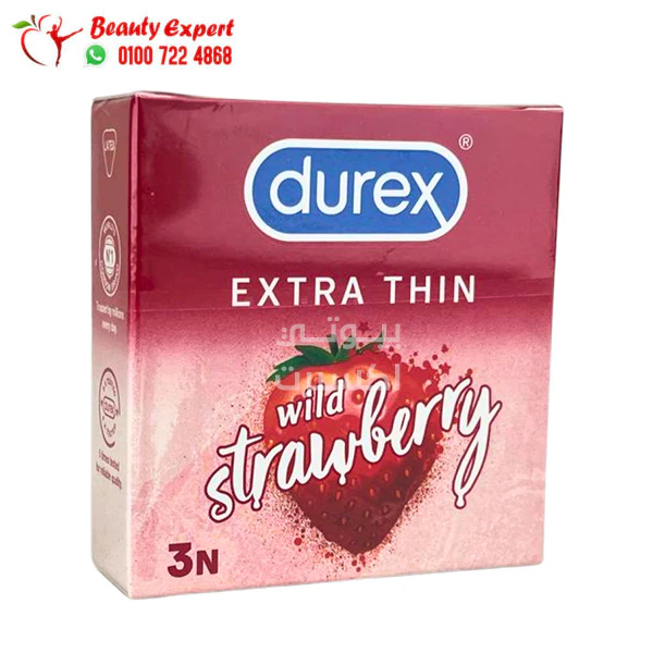 durex extra sensitive thin Condoms Wild Strawberry Flavored for Men - Image 1