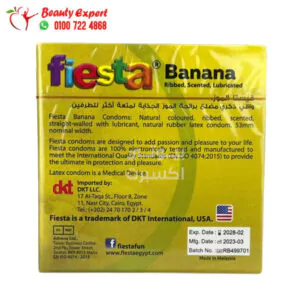 الواقي الذكري فيستا لتعزيز المتعة والإثارة بنكهة الموز من فييستا 3 قطع - Fiesta Banana - Ribbed & Flavoured Condoms