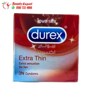 واقي ذكري ديوريكس رفيع للإحساس بالإثارة والمتعة 3 كندوم - durex extra thin extra sensation for her 3 condoms